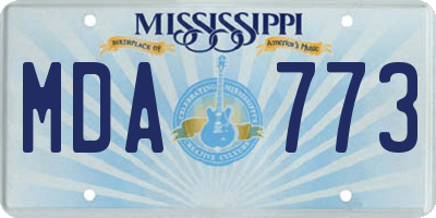 MS license plate MDA773