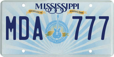 MS license plate MDA777