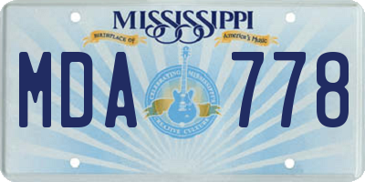 MS license plate MDA778