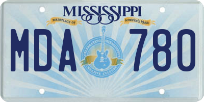 MS license plate MDA780