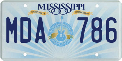 MS license plate MDA786