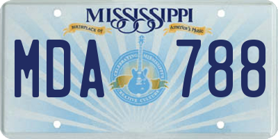 MS license plate MDA788
