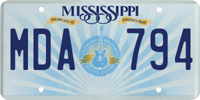 MS license plate MDA794