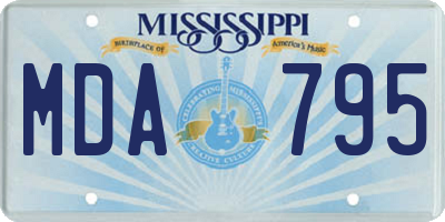MS license plate MDA795