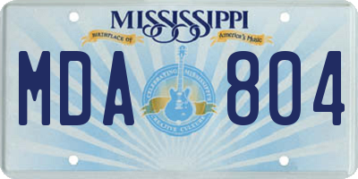 MS license plate MDA804