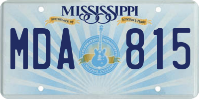 MS license plate MDA815