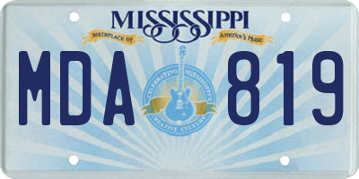 MS license plate MDA819