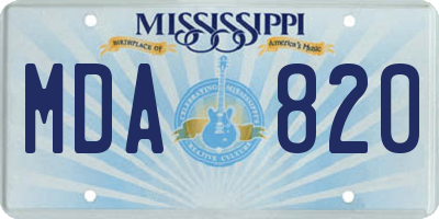 MS license plate MDA820