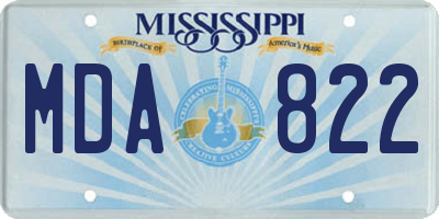 MS license plate MDA822