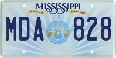 MS license plate MDA828