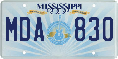 MS license plate MDA830