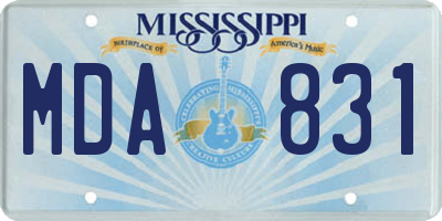 MS license plate MDA831
