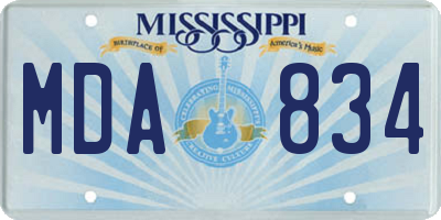 MS license plate MDA834