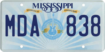 MS license plate MDA838