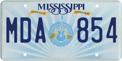 MS license plate MDA854