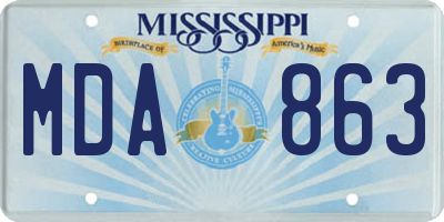 MS license plate MDA863