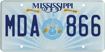MS license plate MDA866