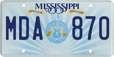 MS license plate MDA870