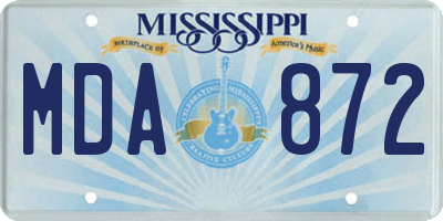 MS license plate MDA872