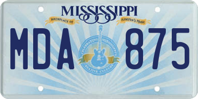 MS license plate MDA875
