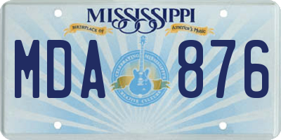 MS license plate MDA876