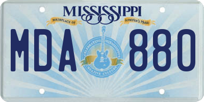 MS license plate MDA880
