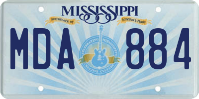 MS license plate MDA884