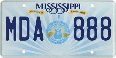 MS license plate MDA888