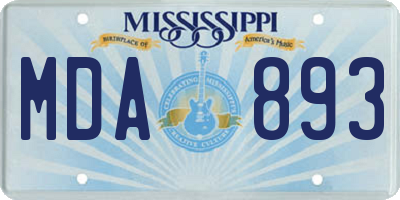 MS license plate MDA893