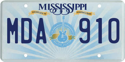 MS license plate MDA910