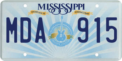 MS license plate MDA915