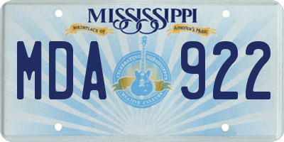 MS license plate MDA922