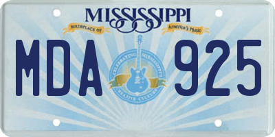 MS license plate MDA925