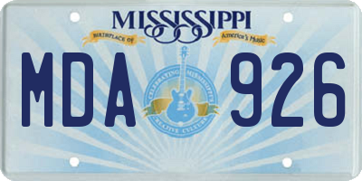MS license plate MDA926
