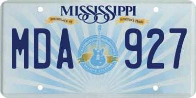 MS license plate MDA927