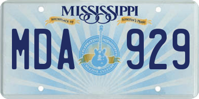 MS license plate MDA929