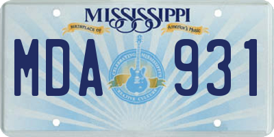 MS license plate MDA931