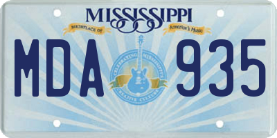 MS license plate MDA935