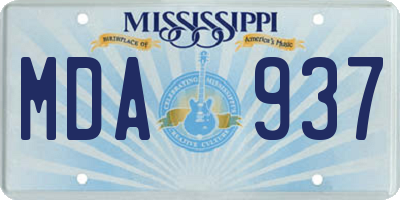 MS license plate MDA937