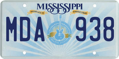 MS license plate MDA938