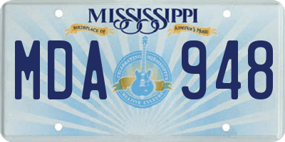 MS license plate MDA948