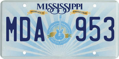 MS license plate MDA953