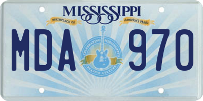 MS license plate MDA970