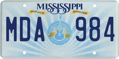 MS license plate MDA984
