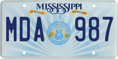 MS license plate MDA987