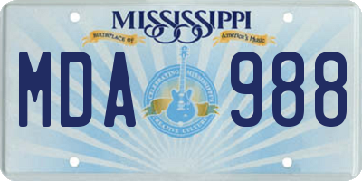 MS license plate MDA988