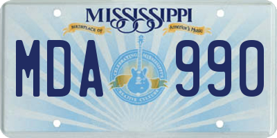 MS license plate MDA990