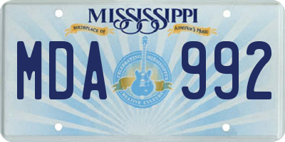 MS license plate MDA992