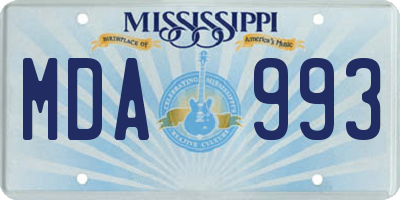 MS license plate MDA993