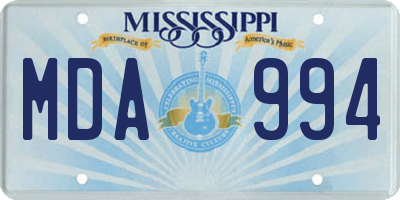 MS license plate MDA994